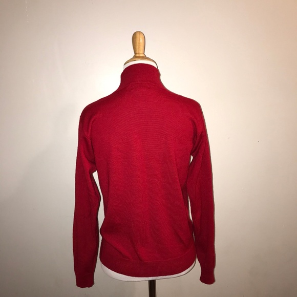 Vintage 1980s Red Comfy Wool MockNeck Sweater - Picture 3 of 6